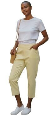 Mario Serrani Ladies' Pull-On Yellow White Capris Size XXL